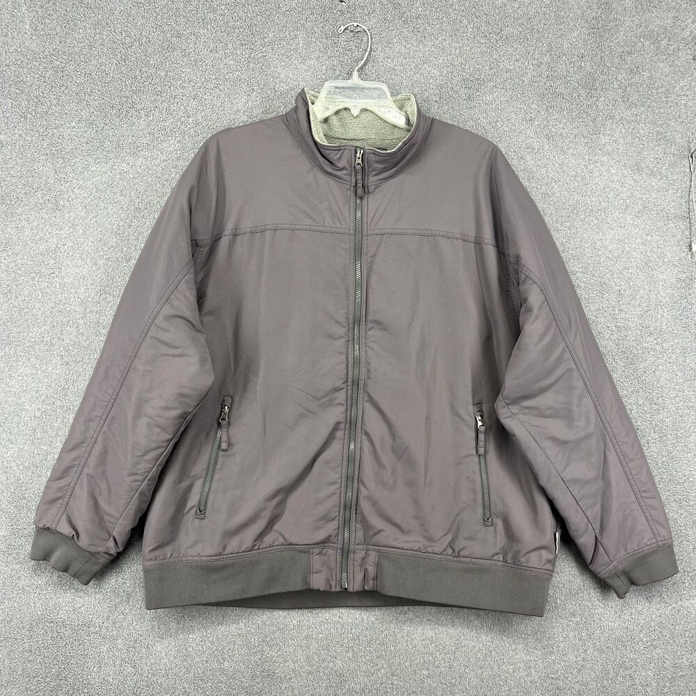 Duluth Trading Co Jacket‎ Mens 2XL Gray Fleece Lined Nylon Full Zip Pockets YKK